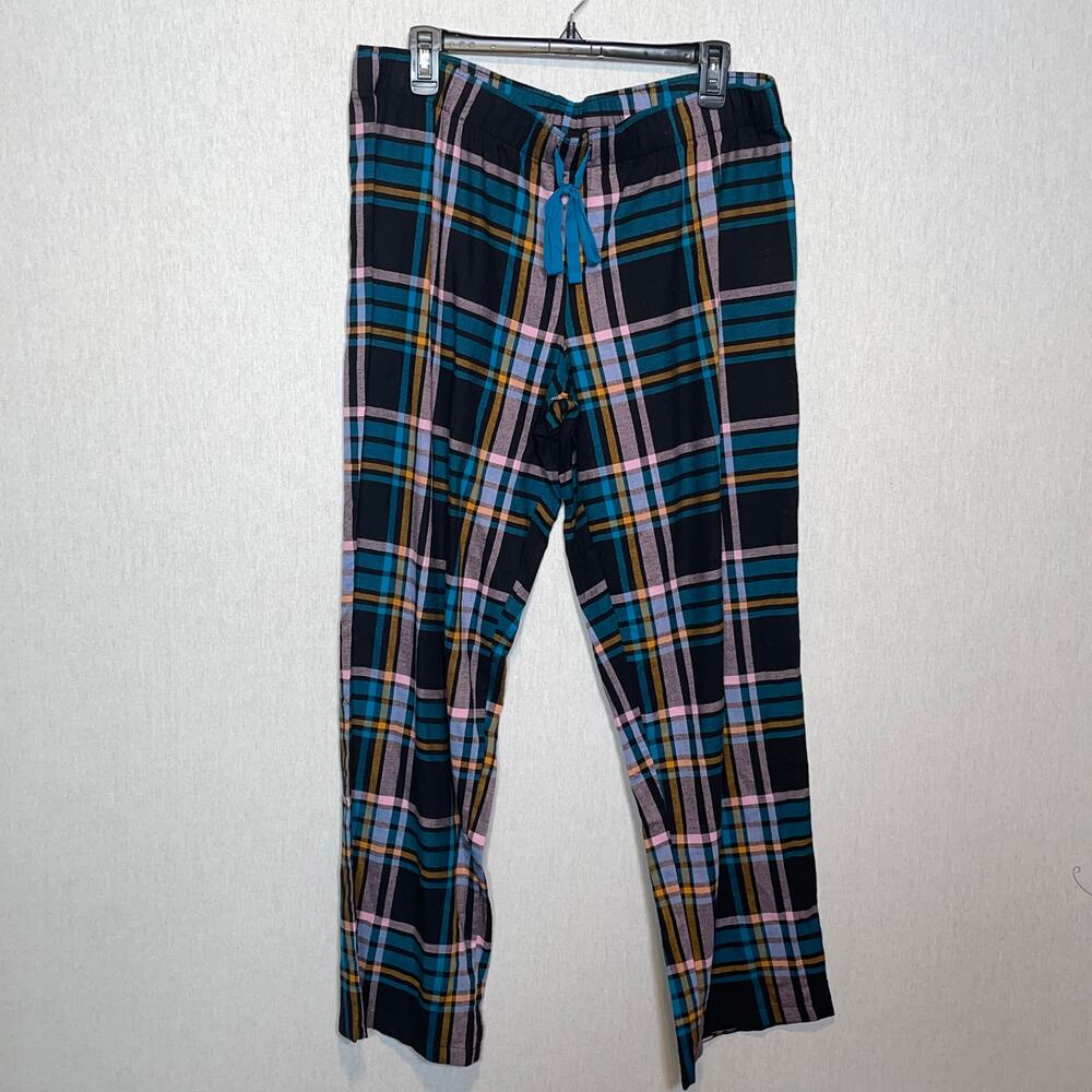 Jenni by Jennifer Moore plaid lounge sleep pants, teal/black size large
